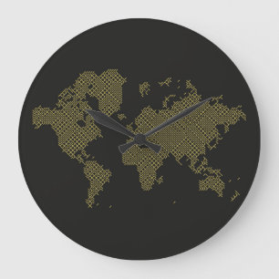 Grande Horloge Ronde Carte du monde numérique