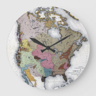GRANDE HORLOGE RONDE CARTE : INDIENS D'AMERIQUE 3