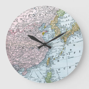 GRANDE HORLOGE RONDE CARTE : L'ASIE DE L'EST, 1907