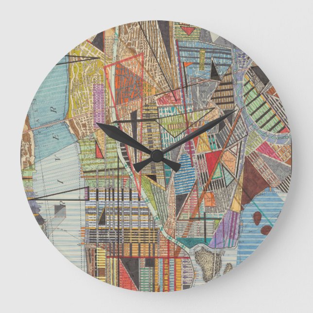 Grande Horloge Ronde Carte moderne de New York I (Recto)