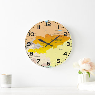 Grande Horloge Ronde Carte politique du Kirghizistan et d'Asie centrale