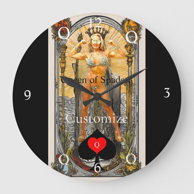 Grande Horloge Ronde Carte Tarot Reine des pique Thunder_Cove (Recto)