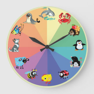 Grande Horloge Ronde cartoon animals for kikids