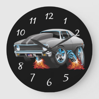 Grande Horloge Ronde Cartoon classique American Muscle Car Hot Rod