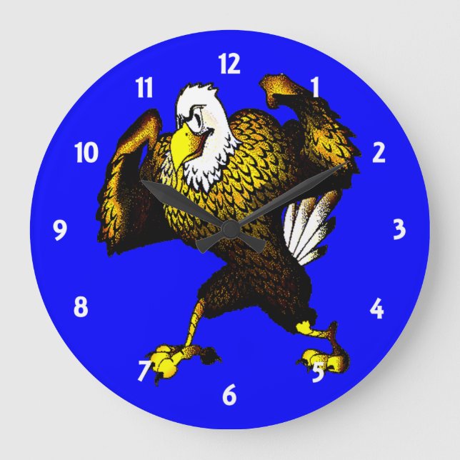 Grande Horloge Ronde Cartoon Combattre l'aigle (Recto)