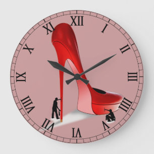 Grande Horloge Ronde Cartoon géant de la Stiletto rouge - Stripper de 