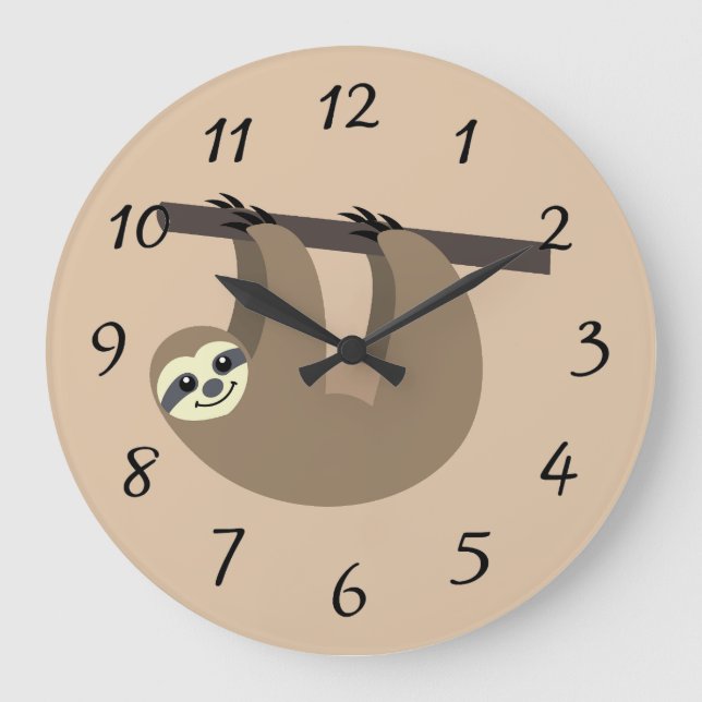 Grande Horloge Ronde Cartoon mignon Sloth (Recto)