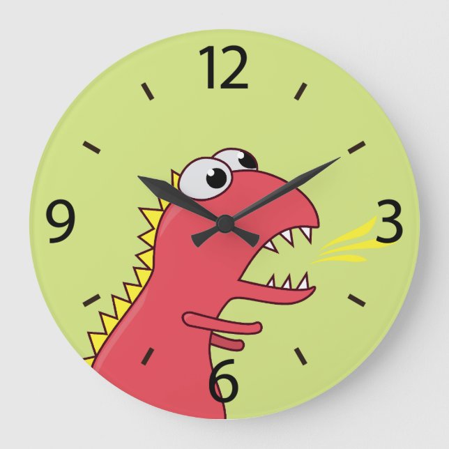Grande Horloge Ronde Cartoon T-Rex Dinosaur pour enfants (Recto)