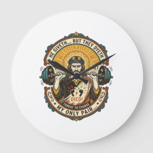 Grande Horloge Ronde Casque Jésus Mort Ensemble Milieu Silencieux Entra