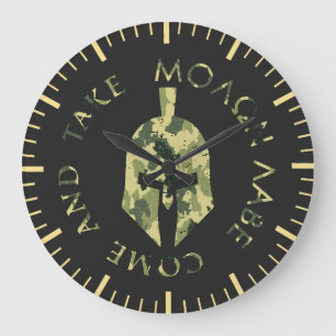 Grande Horloge Ronde Casque spartiate Molon Labe Camouflage militaire 