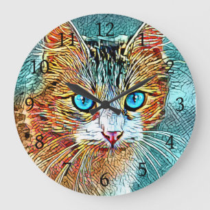 Grande Horloge Ronde Cat 685 Turquoise Orange
