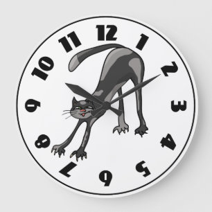 Grande Horloge Ronde Cat Stretching Clock