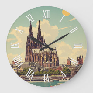 Grande Horloge Ronde Cathédrale vintage de Cologne Allemagne Voyage