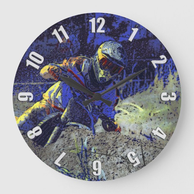 Grande Horloge Ronde Cavalier de motocross de blazer de traînée (Recto)