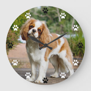 Grande Horloge Ronde Cavalier King Charles Spaniel Dog - Heure Empreint