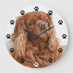 Grande Horloge Ronde Cavalier King Charles Spaniel Dog - Heure Empreint