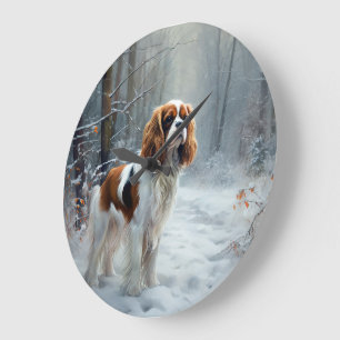 Grande Horloge Ronde Cavalier King Qu'il neige Noël Brosse