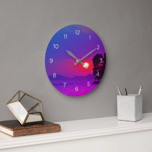 Grande Horloge Ronde Cavtat, Croatie vue Sunset Purple Filter