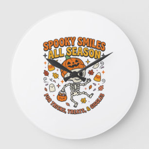 Grande Horloge Ronde Célébration de squelette cosy Halloween
