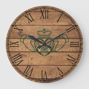Grande Horloge Ronde Celtic rustique Claddagh