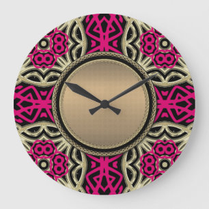 Grande Horloge Ronde Celtica Hot Pink & Gold Wall Clock