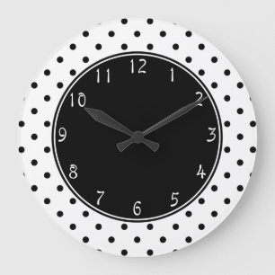Grande Horloge Ronde Centre noir avec le CCB blanc de petit pois noir
