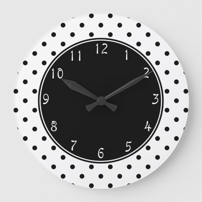 Grande Horloge Ronde Centre noir avec petit Pois noir blanc arrière (Recto)