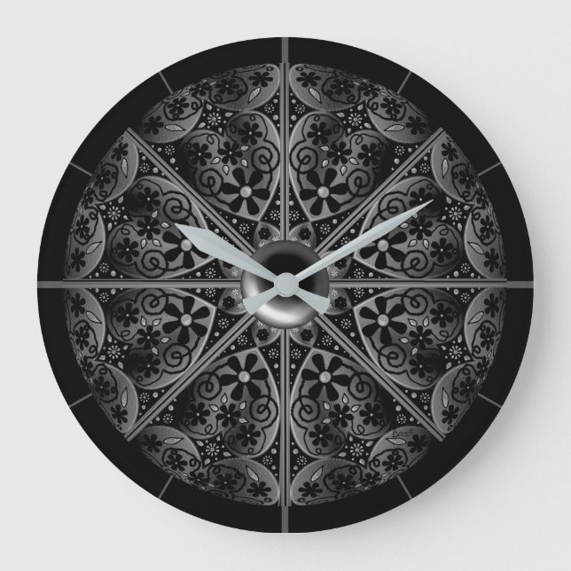 Grande Horloge Ronde Céramique noir (Recto)