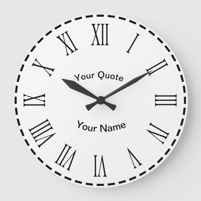 Grande Horloge Ronde Cercle Dash avec chiffres romains rayonnants (Recto)