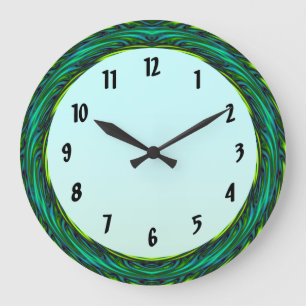 Grande Horloge Ronde Cercle vert courbe