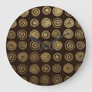 Grande Horloge Ronde Cercles d'or : Motif à main