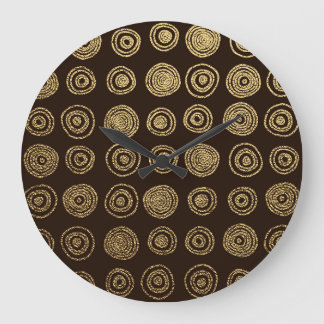 Grande Horloge Ronde Cercles d'or : Motif à main