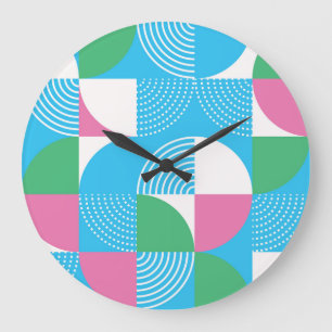 Grande Horloge Ronde Cercles graphiques : motif vintage sans soudure.