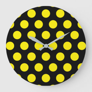 Grande Horloge Ronde Cercles jaunes sur Arrière - plan noir