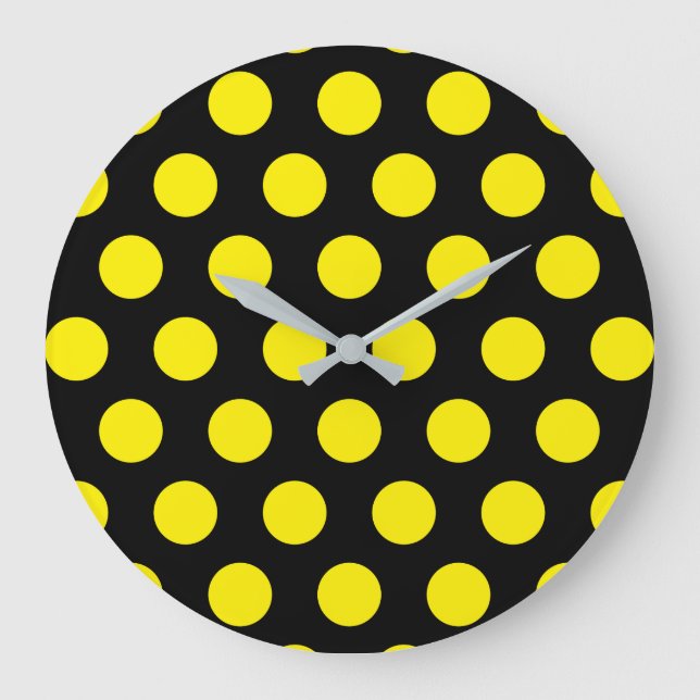 Grande Horloge Ronde Cercles jaunes sur Arrière - plan noir (Recto)