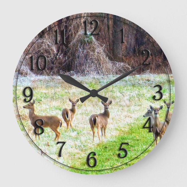 Grande Horloge Ronde Cerf dans le givre (Recto)