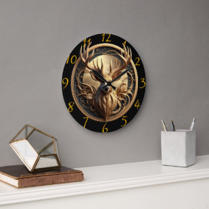 Grande Horloge Ronde Cerf Majestueux aux cornes