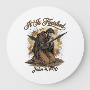 Grande Horloge Ronde C'est Fini Verset Biblique Vintage Chemise Chrétie