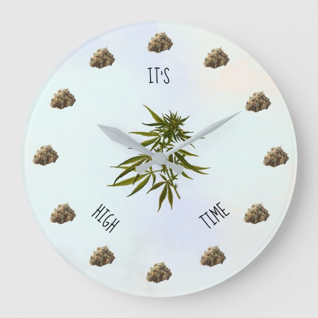 Grande Horloge Ronde C'est High Time Weed Bud Personnalisé (Recto)