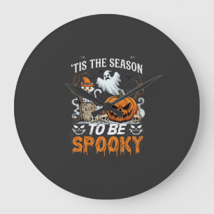 Grande Horloge Ronde C'est la saison d'Halloween Citrouille Fantôme Épo