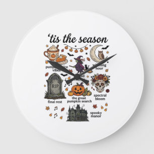 Grande Horloge Ronde C'est la saison Halloween Sorcière Citrouille Crân