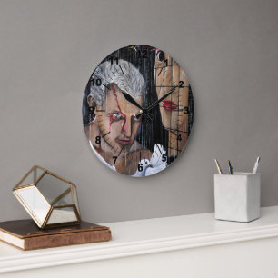 Grande Horloge Ronde C'est l'heure de mourir ! Peinture d'Alfred Fox