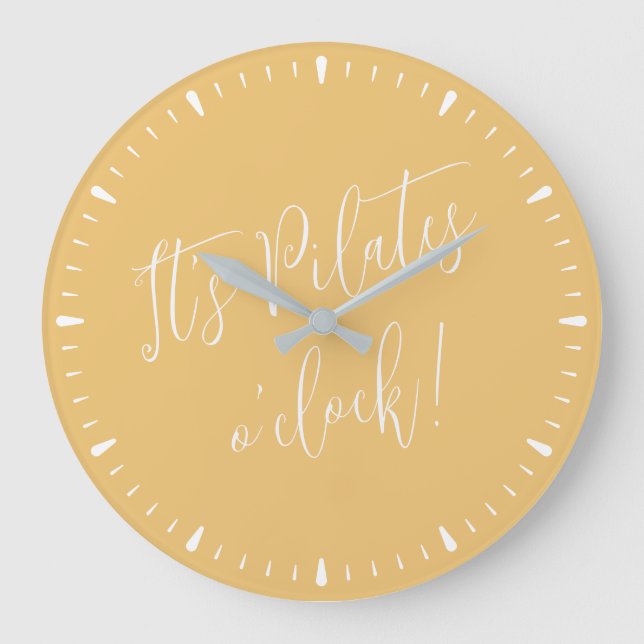 Grande Horloge Ronde C'est Pilates O'Clock Fun Golden Yellow Fitness (Recto)