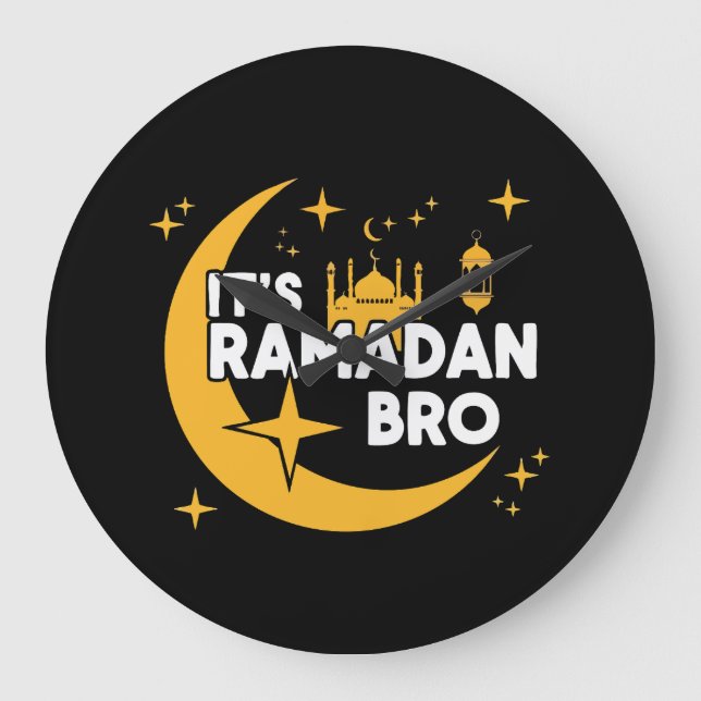 Grande Horloge Ronde C'est Ramadan Frère Bon jeûne Croissant Islamique  (Recto)