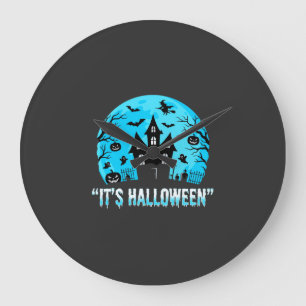 Grande Horloge Ronde C'est un design de chauve-souris de maison hantée