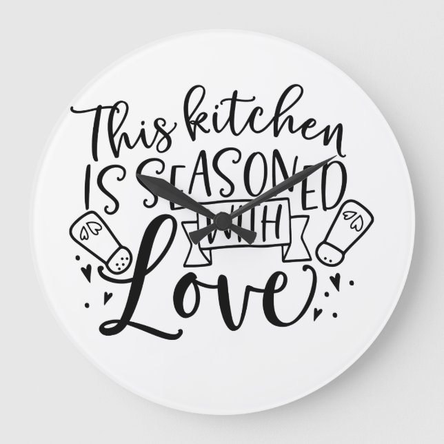 Grande Horloge Ronde Cette Cuisine Est Assaisonnée D'Amour (Recto)