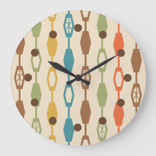 Grande Horloge Ronde Chaînes modernes du milieu du siècle Multicolore