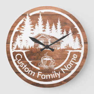 Grande Horloge Ronde Chalet Cabane Grange Maison Nom de Famille Perso
