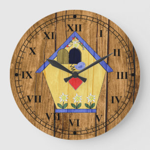 Grande Horloge Ronde Chambre colorée d'oiseau de roucoulement de