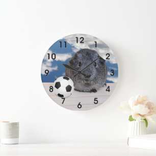 Grande Horloge Ronde Chambre pour enfant mignonne Gris Guinée Cochon de